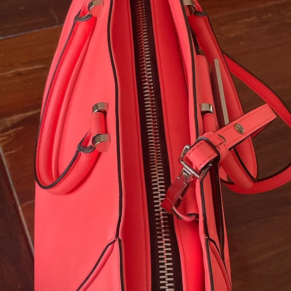 Milly Vibrant Coral Satchel with Detachable Strap